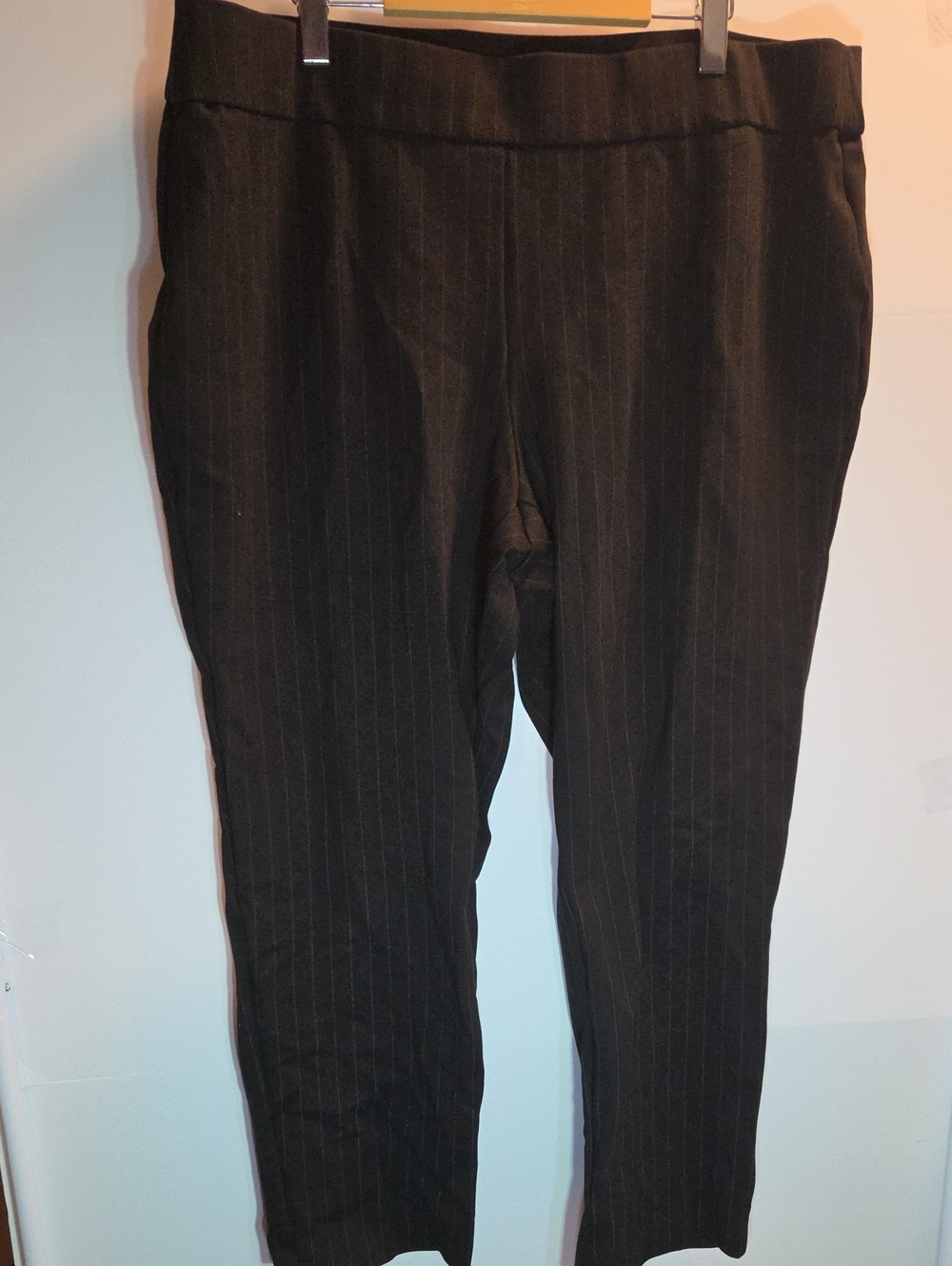 Women's Black Pinstripe Wide Leg Pants